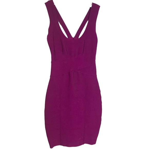 Guess Chevron Mirage Bandage Dress Bodycon V-Neck Mini Stretch Sleeveless Sexy - Picture 2 of 16